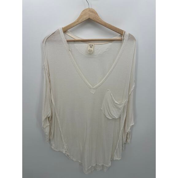 We the Free Free People White Golden Gate Tee Ribbed Women Size Small - Picture 1 of 9